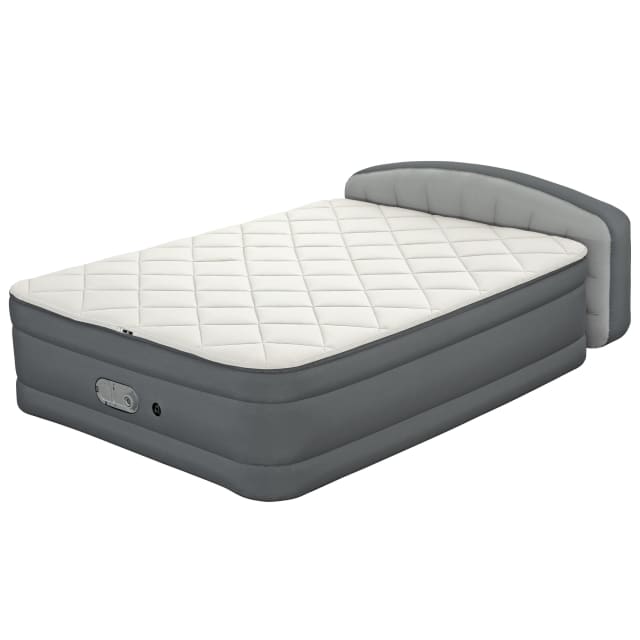 Sealy AlwayzAire Tough Guard Quilted Topper Air Mattress Queen 18" with Built-in Dual Pump and Headboard