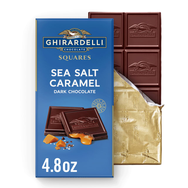 GHIRARDELLI Sea Salt Caramel Dark Chocolate Squares Bar, 4.8 oz Bar