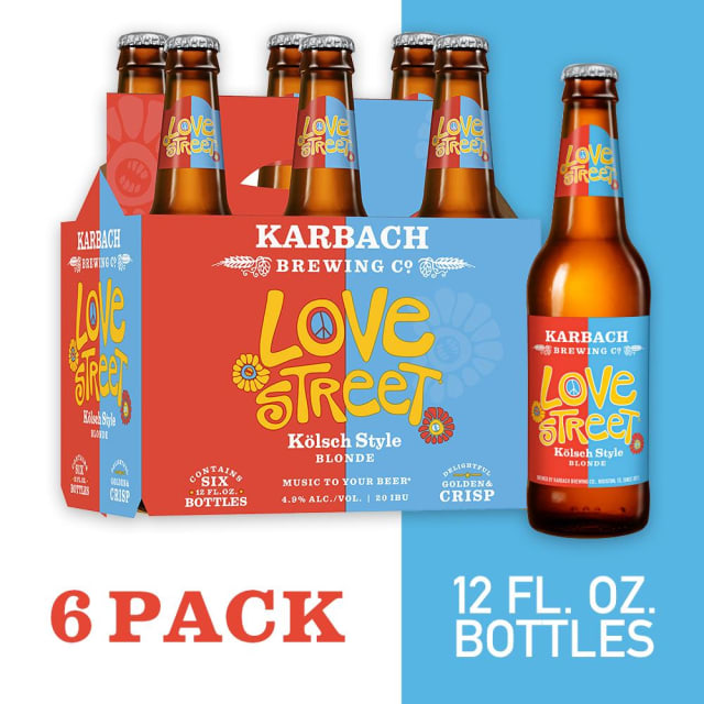 Karbach Brewing Company Love Street Blonde Craft Beer, 6 Pack Beer, 12 FL OZ Bottles, 4.9% ABV