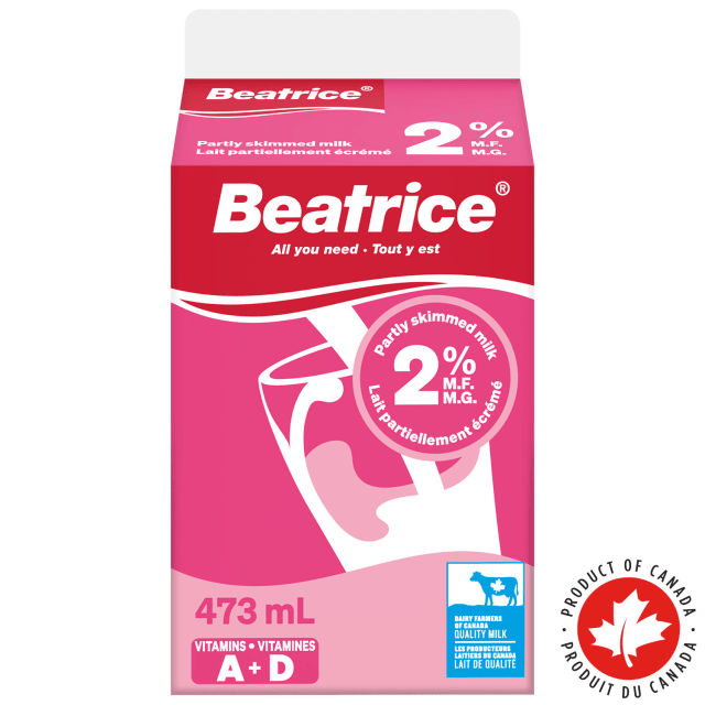 Beatrice Partly Skimmed Milk 2%, 473mL