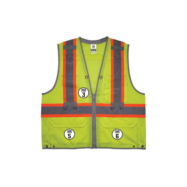 GloWear 8231TV Hi-Vis Tool Tethering Safety Vest - Type R, Class 2, Zipper, Dual Certified