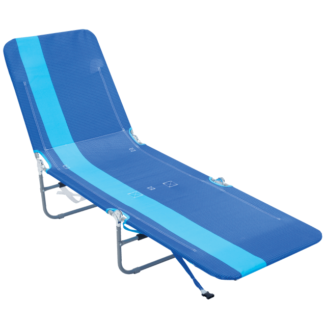 Rio Beach Portable Folding Backpack Lay Flat Beach Lounge Chair With Backpack Straps And Storage Pouch, Blue Stripe