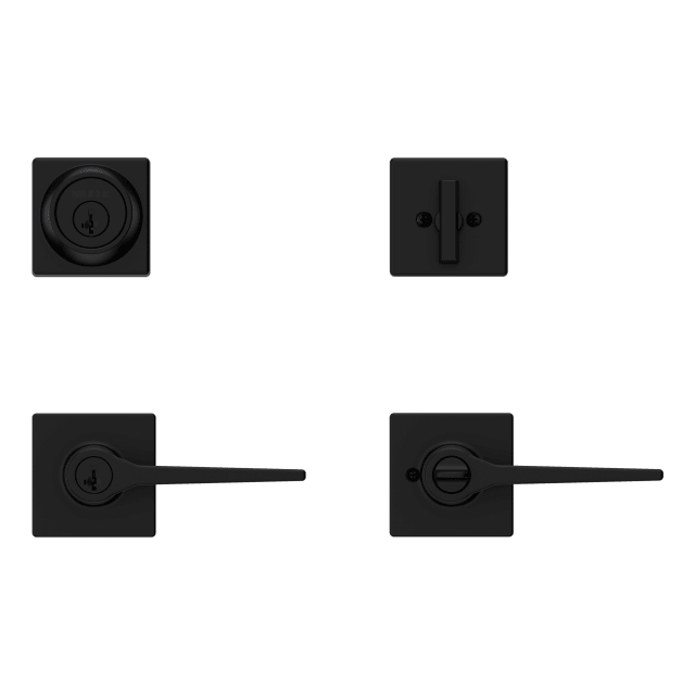 CS7451 Hollis Keyed Entry Lever and Single Cylinder Deadbolt Combo Pack featuring SmartKey Security™ in Matte Black