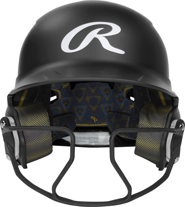 RAWLINGS MACH HI-VIZ 1-TONE BATTING HELMET WITH ATTACHED VIZSBFG - MATTE BLACK - SR