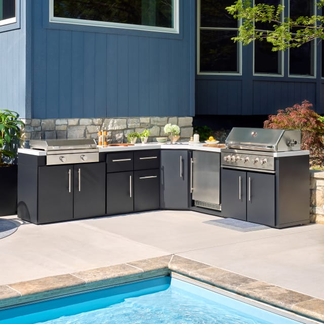 Emory Corner Outdoor Kitchen Island - Combo - 38 Grill/ 32 Griddle