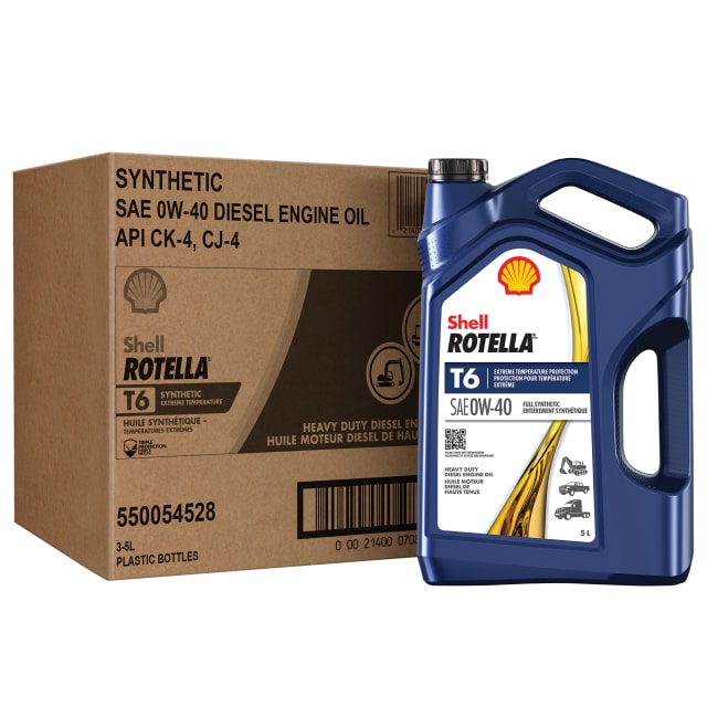 Huile moteur diesel Shell Rotella T6 0W-40, 5 litres (caisse de 3)