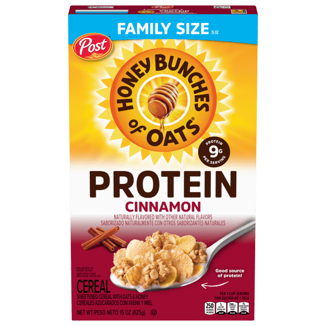 Honey Bunches of Oats Cinnamon Protein Breakfast Cereal, 15 oz Box