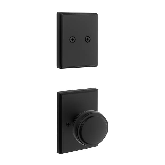 Sora Knob and Deadbolt Non-Locking Entry Combo Set w/ Square Rose in Matte Black (Interior Only)