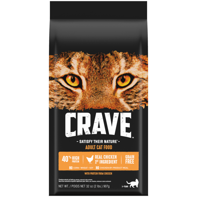 CRAVE Grain Free Adult High Protein Natural Dry Cat Food with Protein from Chicken, 2 lb. Bag