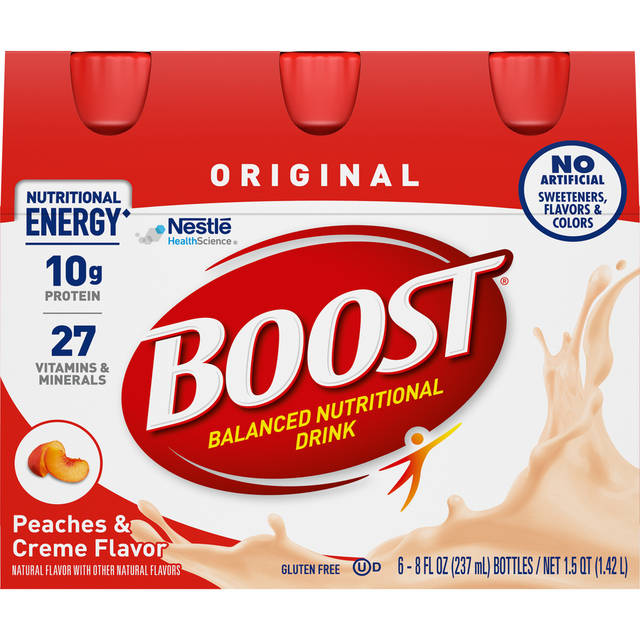 BOOST Original Ready to Drink Nutritional Drink, Peaches & Creme, 6 - 8 fl. oz. Bottles