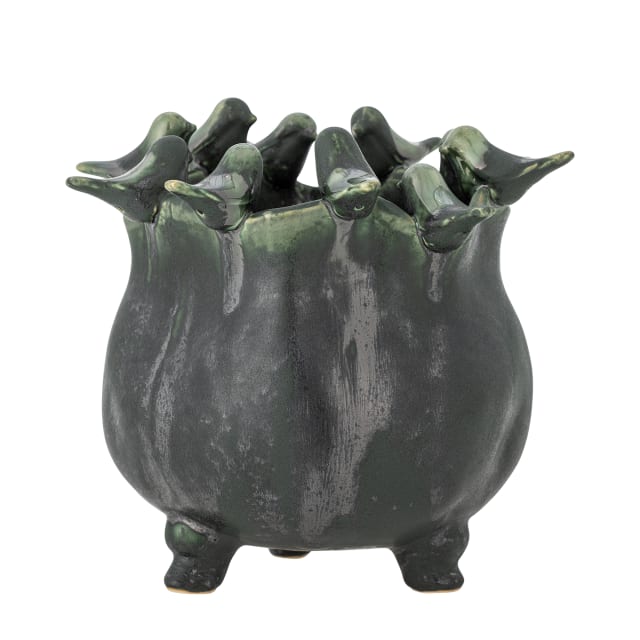 82072757 - Charlize Flowerpot, Green, Stoneware STOCK: 253