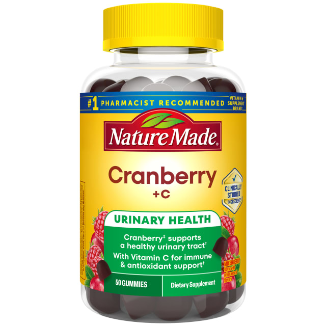 Nature Made Cranberry with Vitamin C Gummies for Adults, Urinary Tract Health for Women and Men, Cranberry Supplement, 50 Gummies, 25 Day Supply
