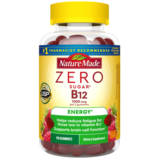 Nature Made Zero Sugar Vitamin B12 1000 mcg per Serving Gummies, USP Verified - Raspberry - 110ct