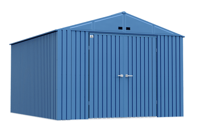 Elite Steel Storage Shed, 10X12, Blue Grey