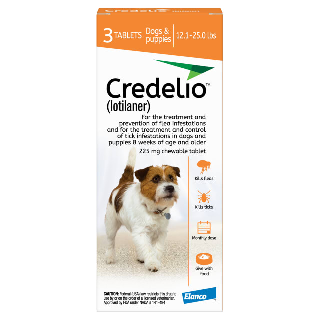 Credelio (lotilaner) Tick & Flea Treatment + Flea Infestation Protection for Dogs 12.1-25.0 lbs. (3 Tablets)