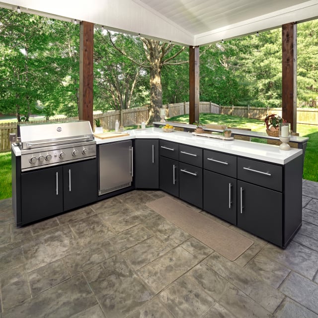 Emory Corner Outdoor Kitchen Island and Bar – Left - 38 inch Grill