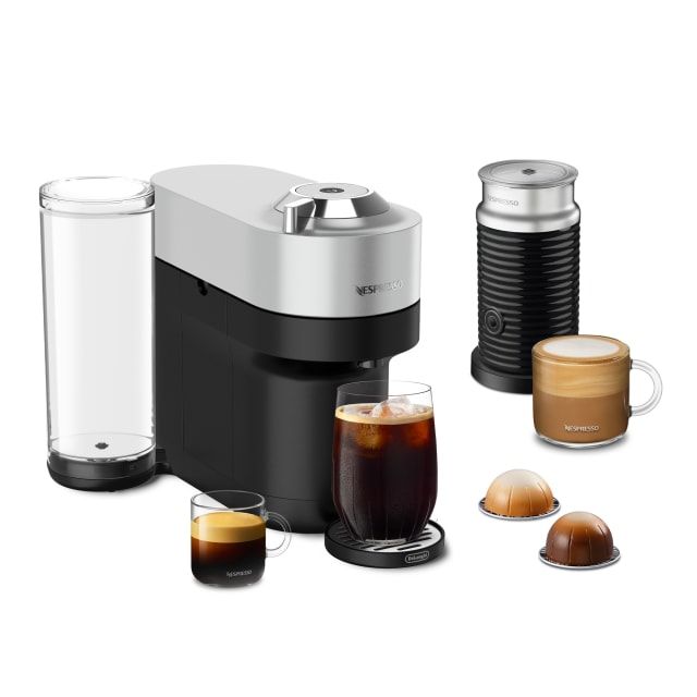 Nespresso Vertuo Pop+ Deluxe Coffee and Espresso Maker with Milk Frother by De’Longhi, Silver