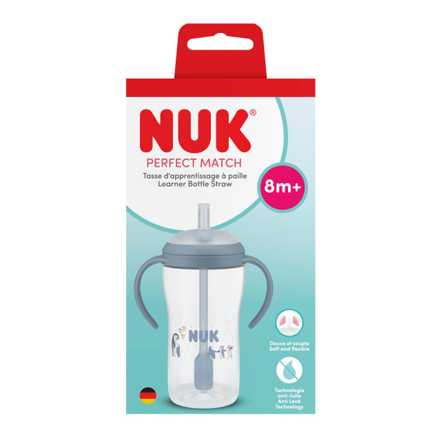 Bouteille dapprentissage paille Accord parfait, 8+mois, 260ml, gobelet paille antifuite pour bb, poignes antidrapantes, pingouin, 1pice