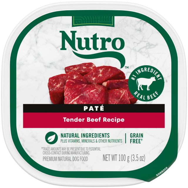 NUTRO Adult Natural Grain Free Wet Dog Food Paté Tender Beef Recipe, (24) 3.5 oz. Trays