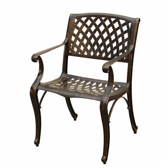 Contemporary Modern Outdoor Mesh Lattice Aluminum Bronze Dining Chair