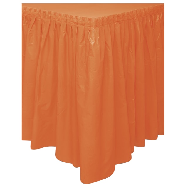 35638 Pumpkin Orange Solid Plastic Table Skirt, 29" x 21 ft