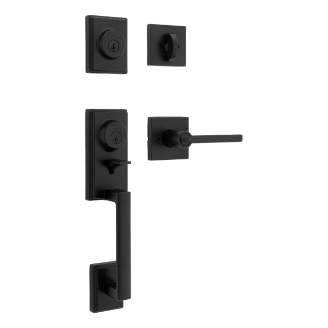 Peralta Single Cylinder Handleset w/ Halifax Lever featuring SmartKey Security™ in Matte Black