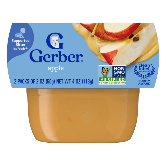 Gerber Stage 1 Baby Food, Apple Puree Tub, Baby Puree, 2PK