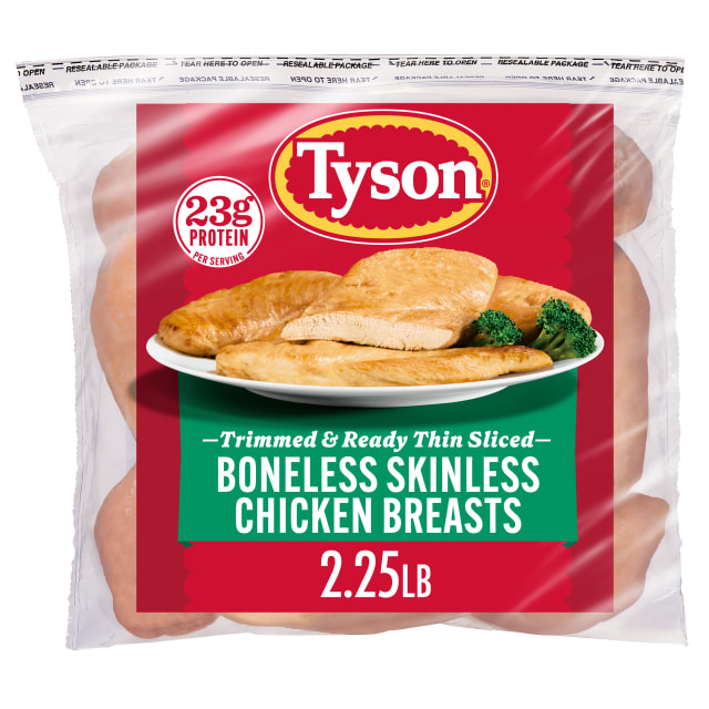 Tyson Thin Sliced Boneless Skinless Chicken Breasts, 2.25 lb. (Frozen)
