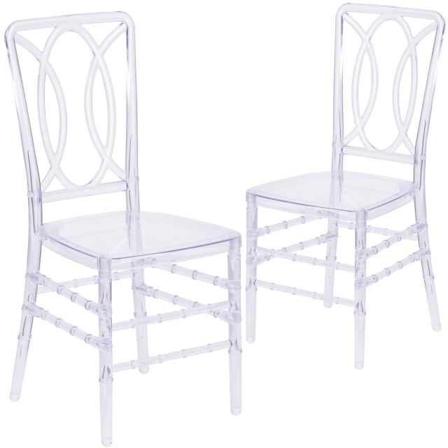 2 Pack Flash Elegance Crystal Ice Stacking Chair with Designer Back - Event Chair - UV Resistant