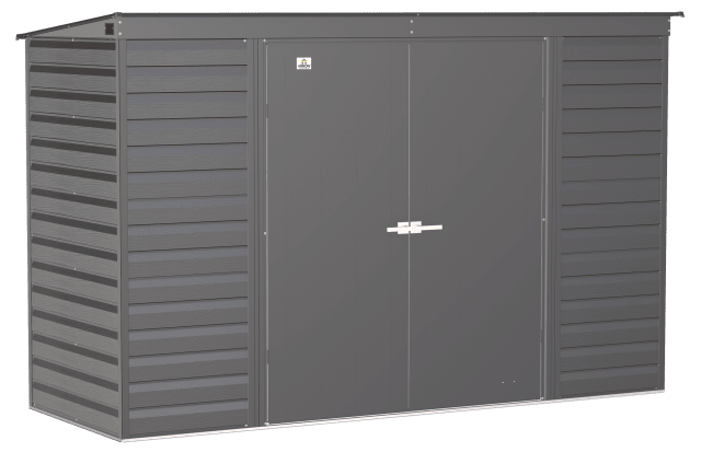 Select Steel Storage Shed Steel Storage Shed, 10X4, Charcoal