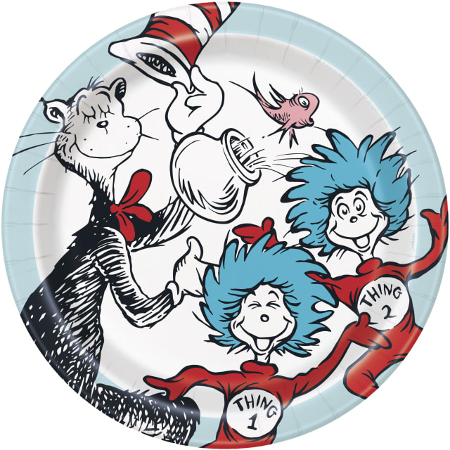 44777  Cat in the Hat Round 9" Dinner Plates, 8ct