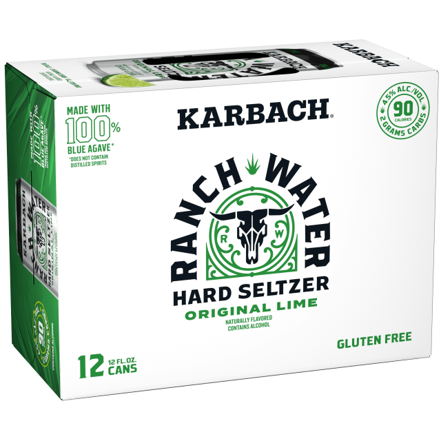Karbach Ranch Water Hard Seltzer Original Lime 12x12 oz Can Pack CARRIER - add alcohol and 24 point board