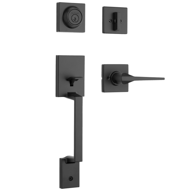 Amador Entry Single Cylinder Handleset in Matte Black featuring SmartKey Security