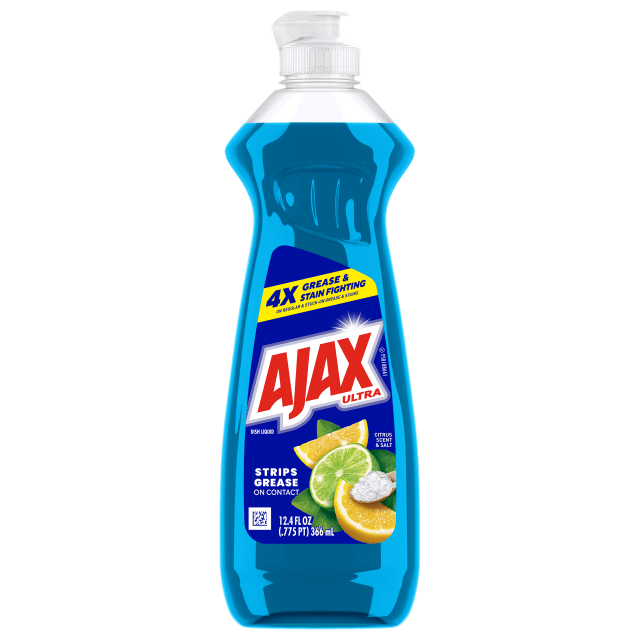 Ajax Ultra Liquid Dish Soap, Mess-Free, Easy-Flip Cap, Citrus Scent and Salt, 12.4 fl oz