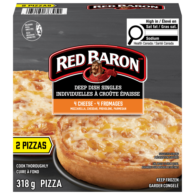 Red Baron Deep Dish Singles Four Cheese Frozen Pizza