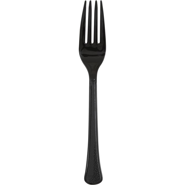 34365 Midnight Black Solid Premium Plastic Forks, 20ct