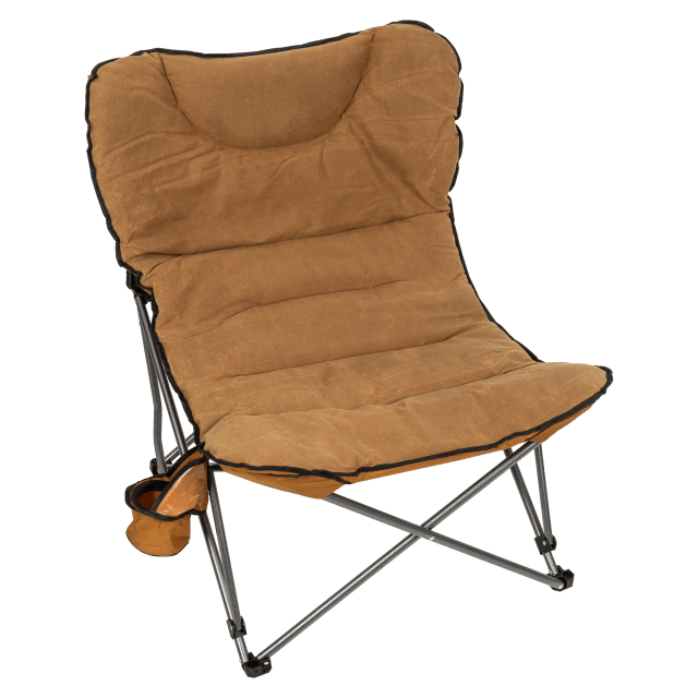 Camp & Go Extra Large Ultra Padded Outdoor Camping Chair, Portable Folding Camp Chair with Wide Padded Seat, Cup Holder, and Carry Bag, Tan