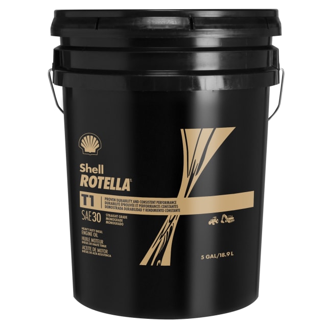 Huile moteur diesel Shell Rotella T1 30, seau de 5 gallons