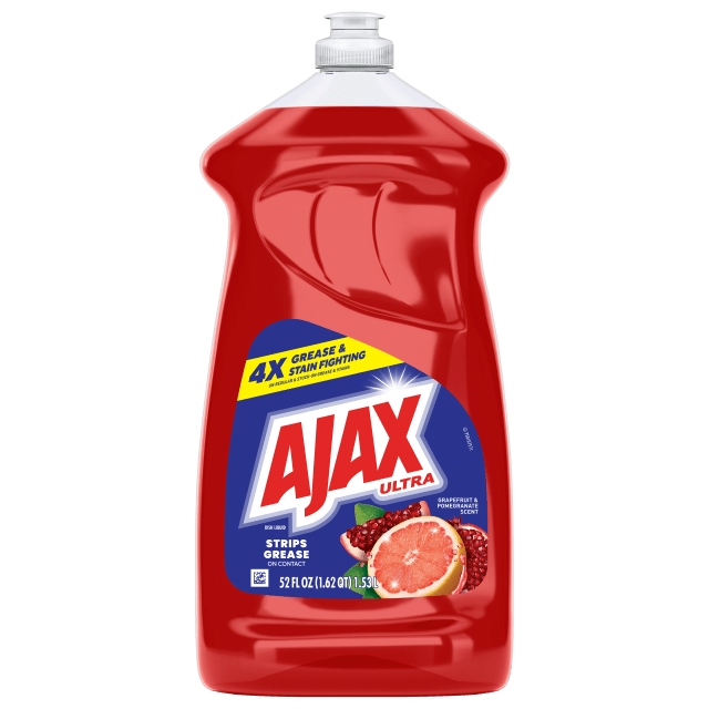 Ajax Ultra Liquid Dish Soap, Strips Grease, Mess-Free, Easy-Flip Cap, Grapefruit Scent, 52 fl oz