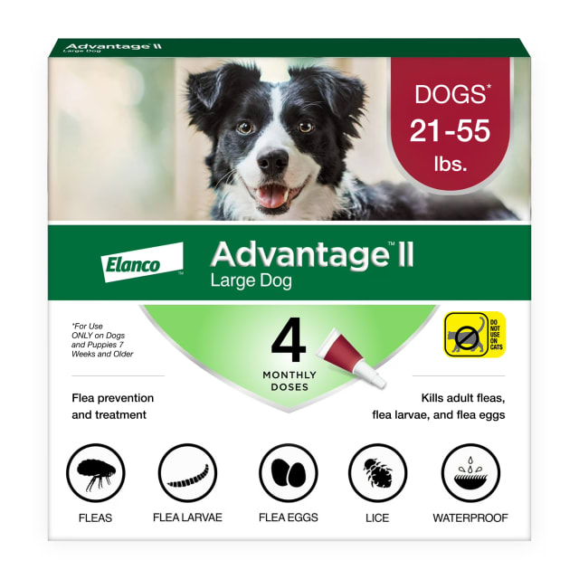 Advantage II Large Dog Vet-Recommended Flea Treatment & Prevention | Dogs 21-55 lbs. | 4-Month Supply