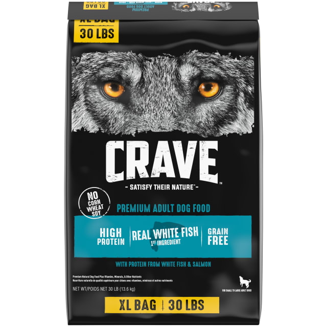 CRAVE Grain Free Adult Dry Dog Food with Protein from White Fish & Salmon, 30 lb. Bag