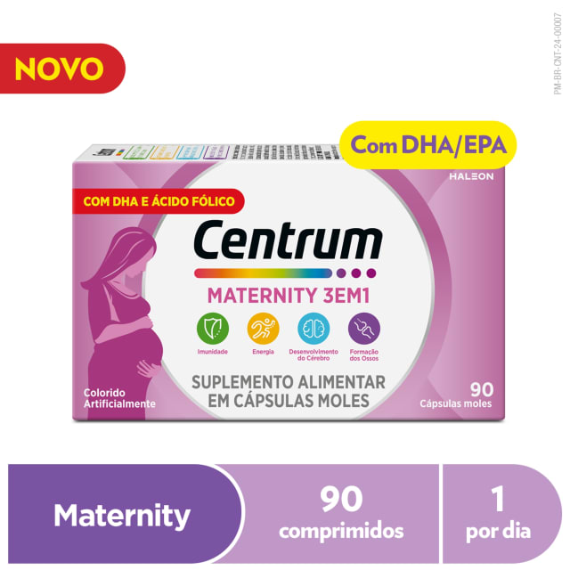 Centrum Maternity 3 em 1 Multivitamínico para todas as fases da jornada da maternidade, 90 cápsulas