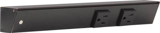 12" Black APT Angle Power Strip, black receptacles, left wire entry