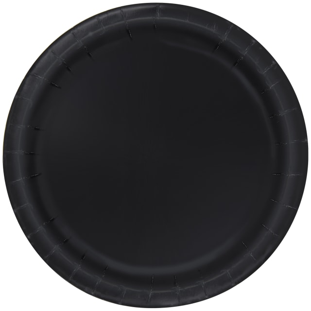 3205  Midnight Black Solid Round 9" Dinner Plates, 8ct