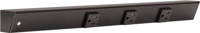18" Black APT Angle Power Strip, black receptacles, left wire entry