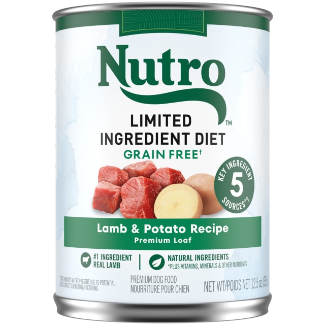 NUTRO Limited Ingredient Diet Adult Canned Soft Wet Dog Food Premium Loaf Lamb & Potato Recipe, (12) 12.5 oz. Cans