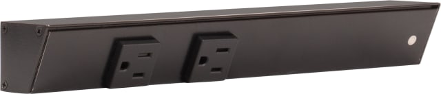 12" Black APT Angle Power Strip, black receptacles, right wire entry