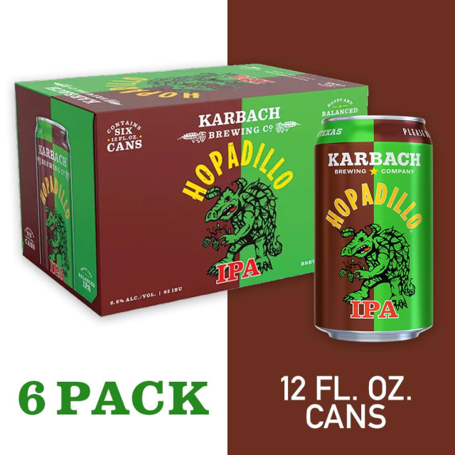Karbach Brewing Company Hopadillo IPA Craft Beer, 6 Pack Beer, 12 FL OZ Cans 6.6% ABV