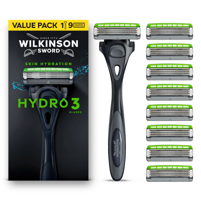 Wilkinson Sword Hydro 3 Men’s 1 Razor + 9 Blade Refills pack