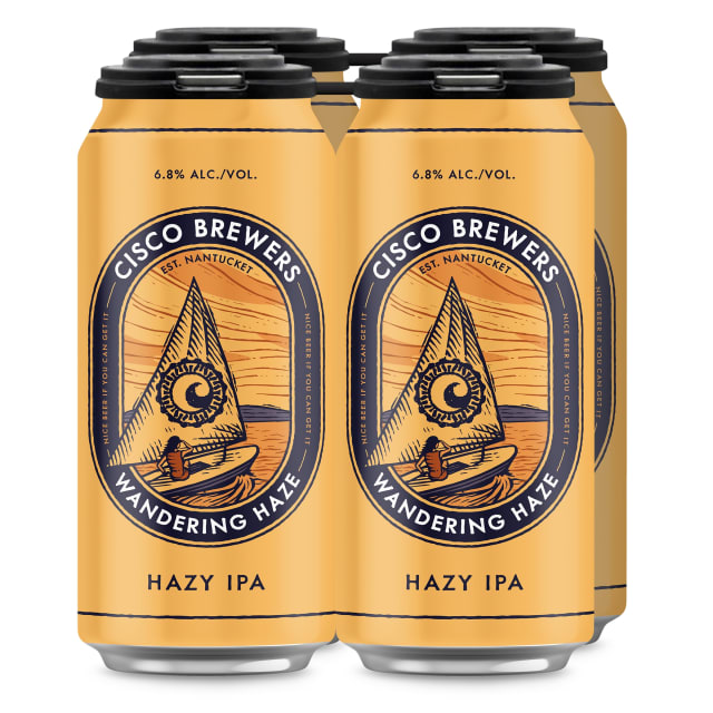 Cisco Brewers Wandering Haze Hazy IPA, 4 Pack Beer, 16 fl. Oz. Cans, 6.8% ABV